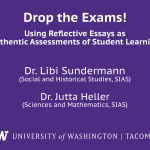 Title Card: “Drop the Exams: Using Reflective Essays as Authentic Assessments of Student Learning" (w/Libi Sundermann & Jutta Heller)