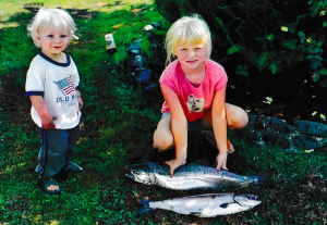 My brother Colton (left), and I in August of 2004 with two 6 lb Coho caught from Puget Sound