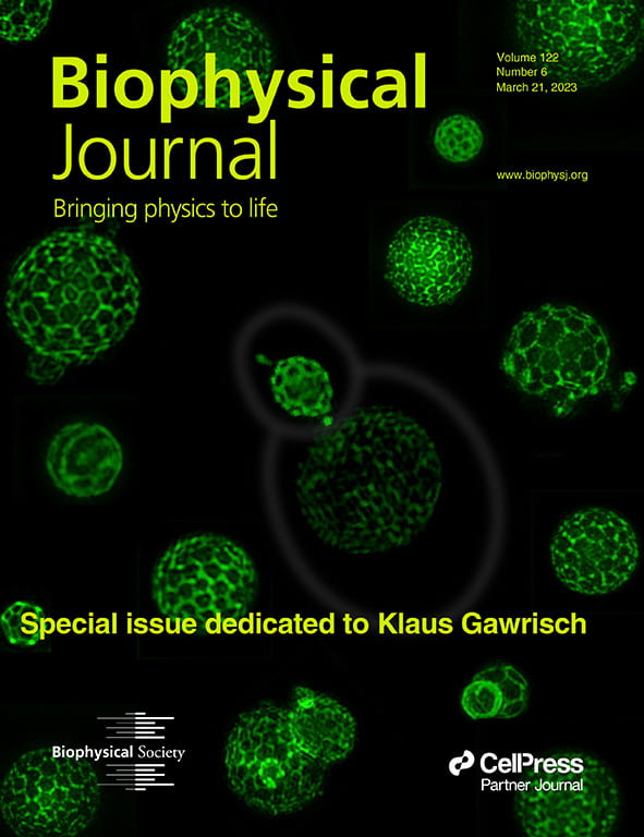 Journal cover showing micrographs of phase separated yeast vacuoles