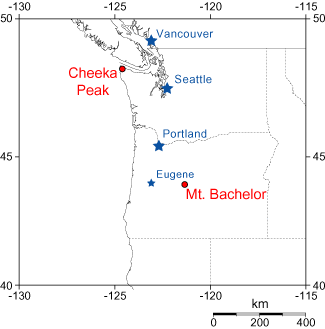 Mt. Bachelor Observatory map