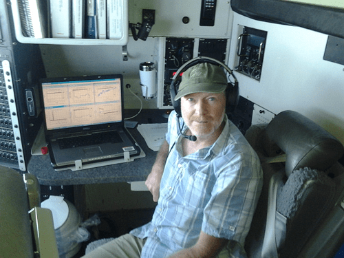 Dan Jaffe in the C130 aircraft, 2013