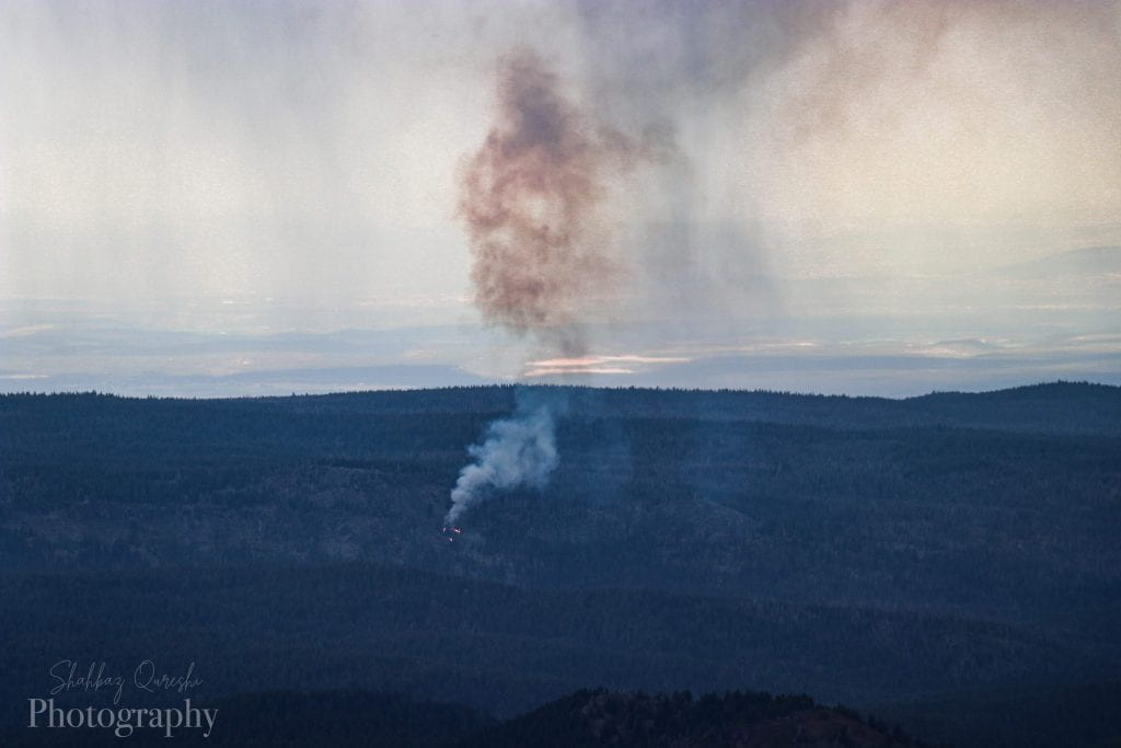 Fire plume seen from MBO, Aug2019