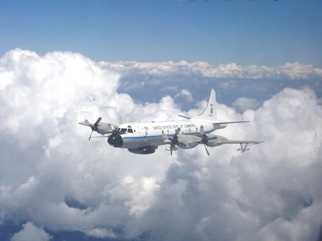 NOAA WP-3D during intercomparison flight over Alabama, June 2013
