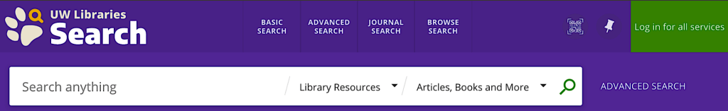 basic search version (single search box) of the UW Libraries Search