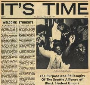 image of old newspaper story featured UW black student union protests