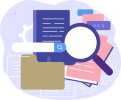 Magnifying glass with file searching