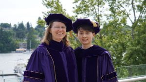 Photos of Xiaowen and Sharon at Xiaowen's graduation