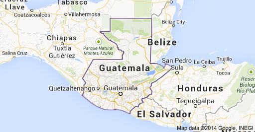 Map of Guatemala and El Salvador
