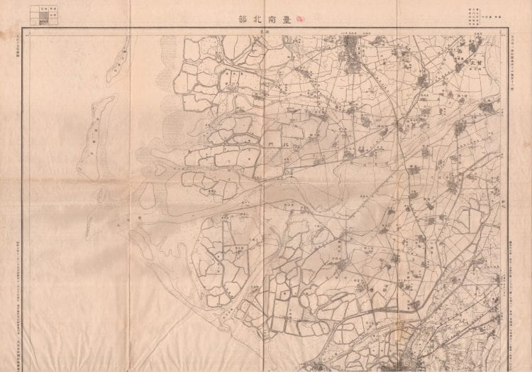 Sample map: Tainan hokubu (Northern Tainan), surveyed in Taisho 15 (1926) by the Imperial Japanese Army