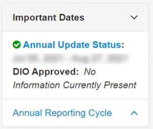 Example image of DIO Approval Status.