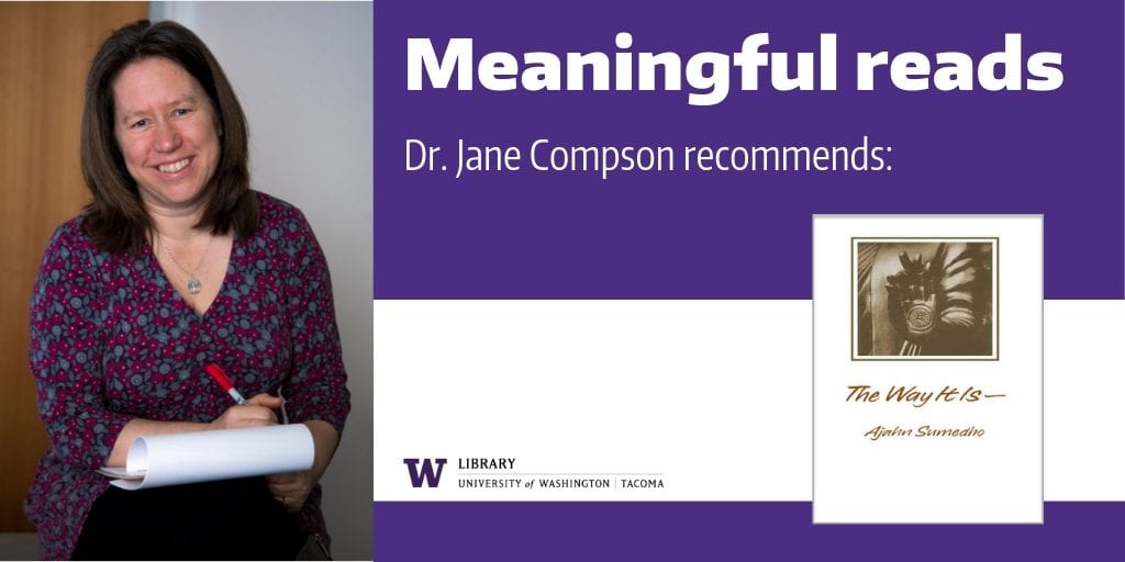 Photo of Dr. Jane Compson along with a cover image of her recommended book, "The Way it Is."