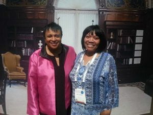 Two women facing the camera and smiling. On the left is Carla Hayden, Librarian of Congress.
