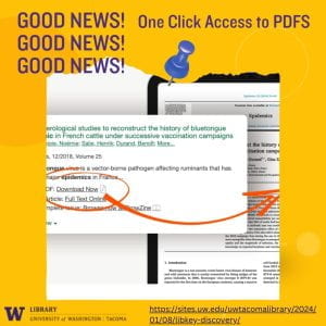 Text reads: Good news, good news, good news, one click access to pdfs